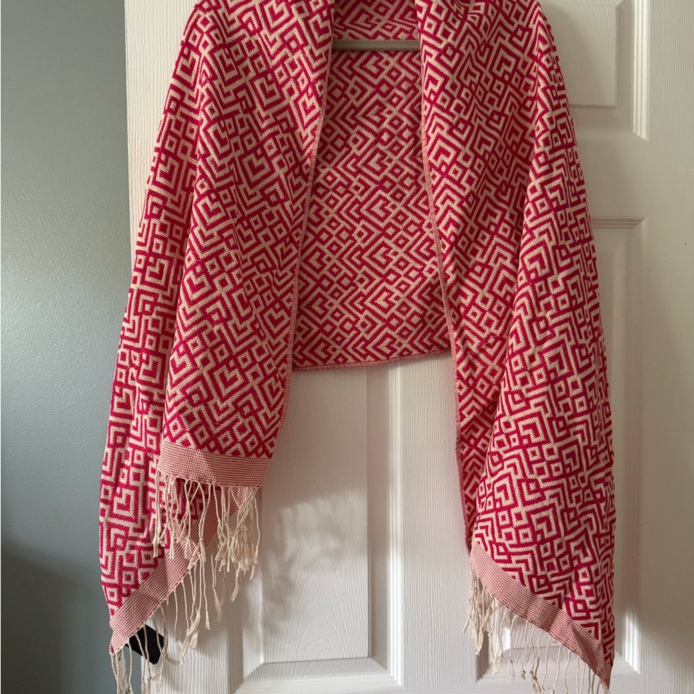 H&M Vibrant Pink and Cream Scarf